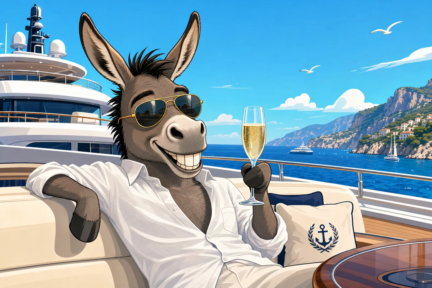 Badass mascot on a yacht
