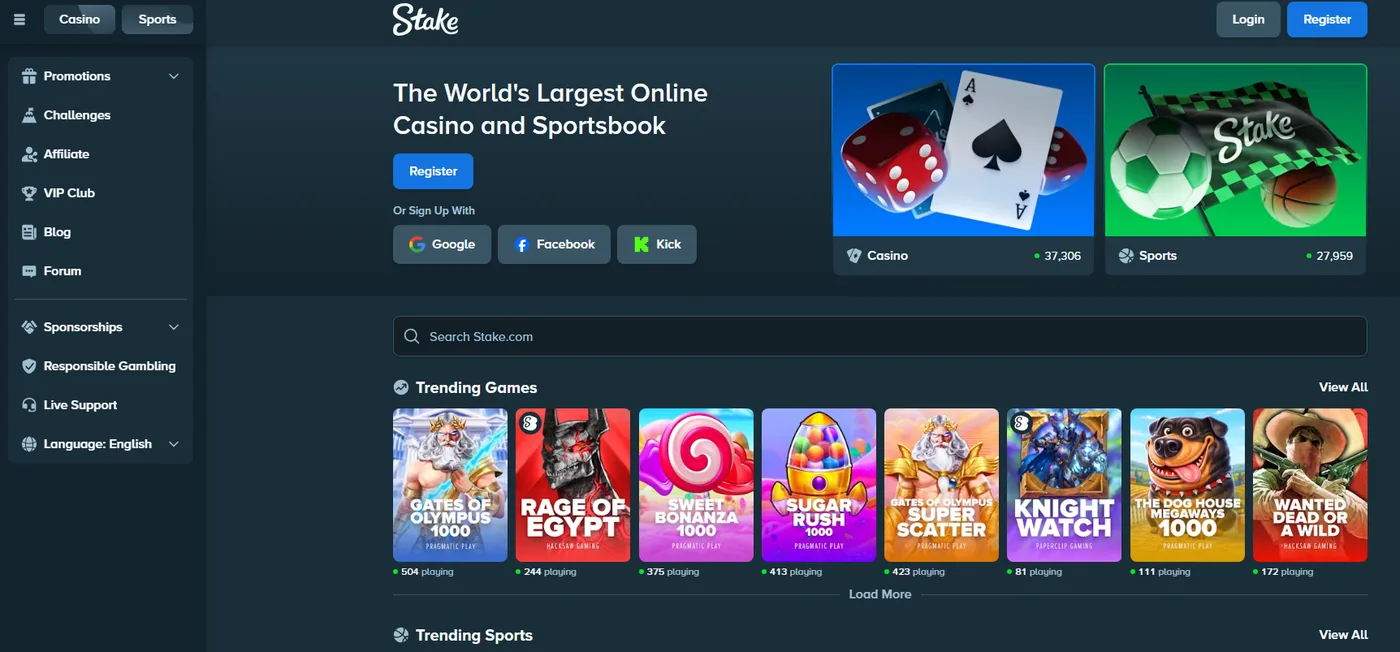 Stake home: casino, sports and Stake Originals in one wallet.
